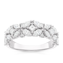 Platinum 1ct Diamond Marquise & Princess Cut Cluster Eternity Ring