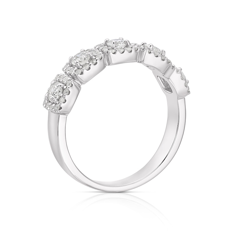 18ct White Gold 0.75ct Diamond Cushion Shape Halo Eternity Ring