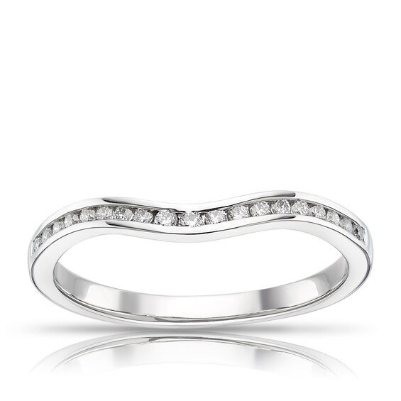 Platinum 0.15ct Diamond Channel Set Wave Shaped Ring