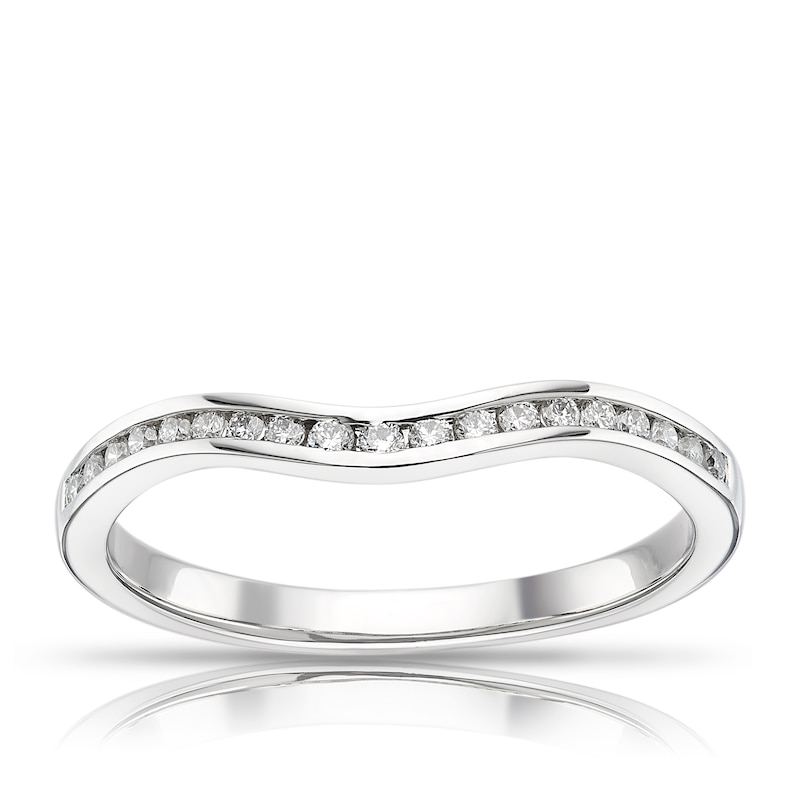 Main Image 1 of Platinum 0.15ct Diamond Channel Set Wave Shaped Ring