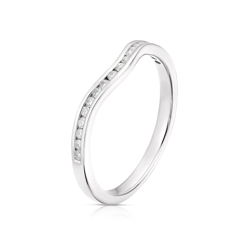 Main Image 2 of Platinum 0.15ct Diamond Channel Set Wave Shaped Ring