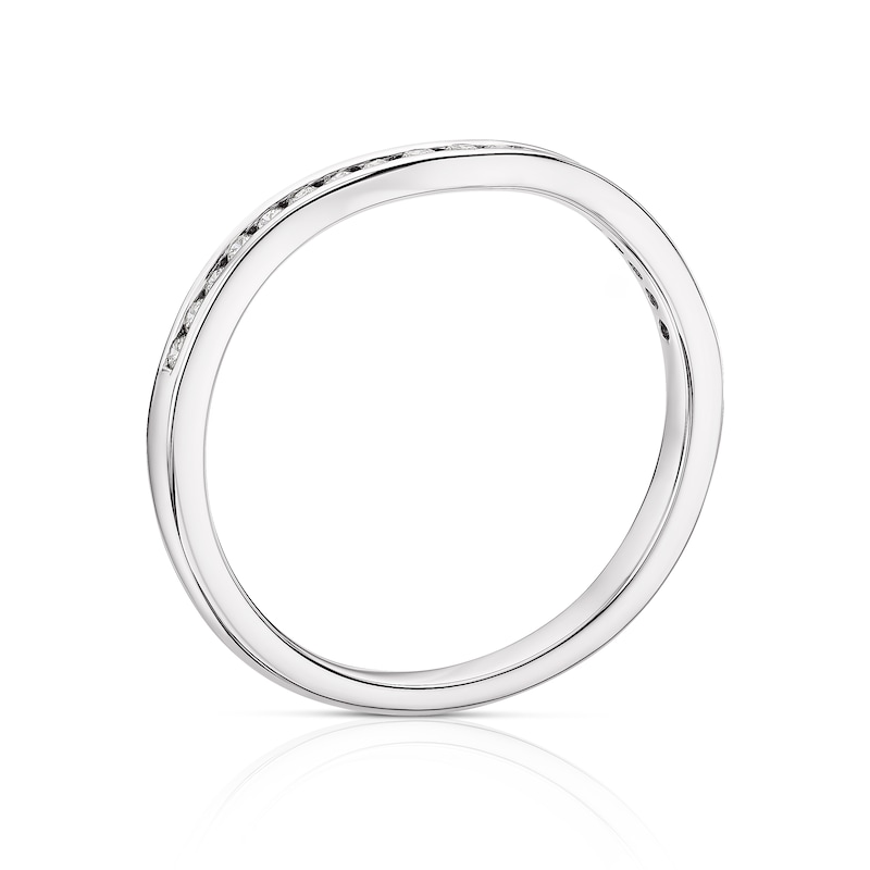 Main Image 3 of Platinum 0.15ct Diamond Channel Set Wave Shaped Ring