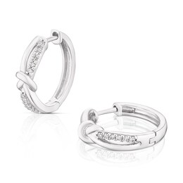 Sterling Silver 0.15ct Diamond Knot Hoop Earrings