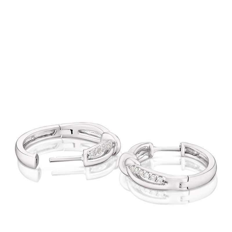 Main Image 2 of Sterling Silver 0.15ct Diamond Knot Hoop Earrings