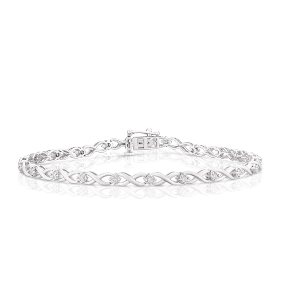 Sterling Silver 0.25ct Diamond Infinity Bracelet