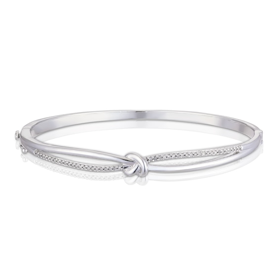 Sterling Silver 0.20ct Diamond Knot Crossover Bangle