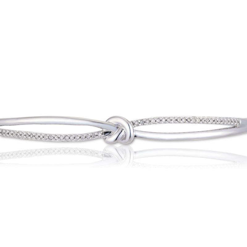 Sterling Silver 0.20ct Diamond Knot Crossover Bangle