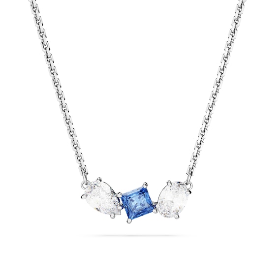 Swarovski Mesmera Silver Tone & Blue Crystal Pendant Necklace