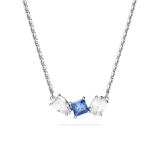 Swarovski Mesmera Silver Tone and Blue Crystal Pendant Necklace