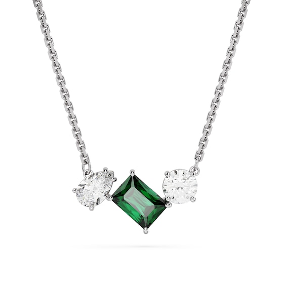 Swarovski Mesmera Silver Tone & Green Crystal Pendant Necklace