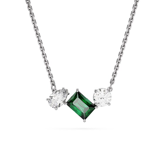 Swarovski Mesmera Silver Tone and Green Crystal Pendant Necklace