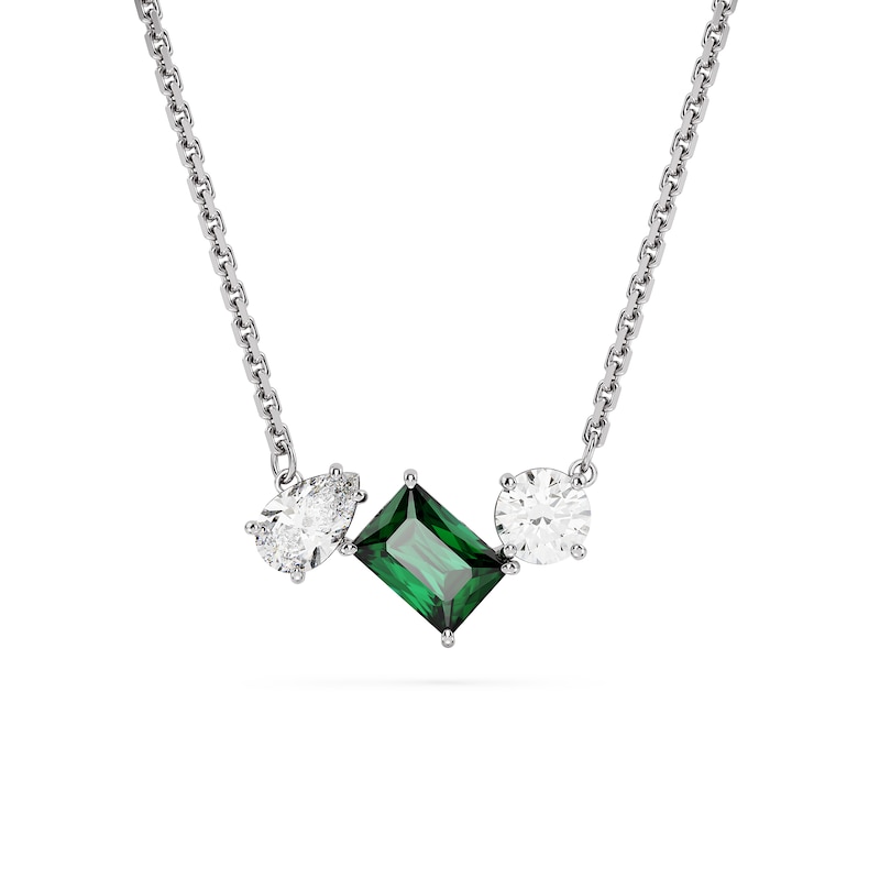 Swarovski Mesmera Silver Tone & Green Crystal Pendant Necklace