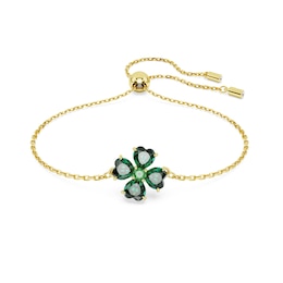 Swarovski Idyllia Gold Tone & Green Crystal Clover Bracelet