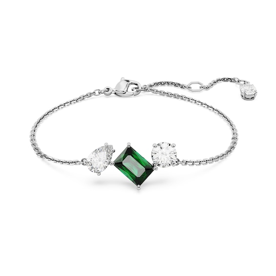 Swarovski Mesmera Silver Tone & Green Crystal Bracelet