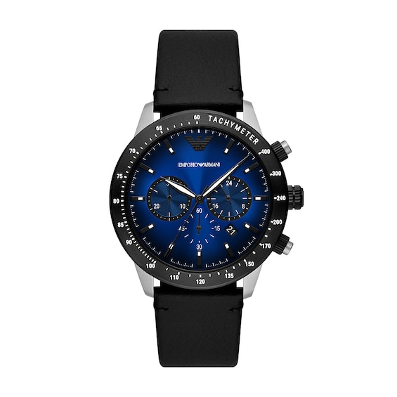 Emporio Armani Men’s Blue Dial & Leather Strap Watch