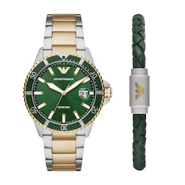 Emporio Armani Men's Two-Tone Bracelet Watch & Bracelet Set