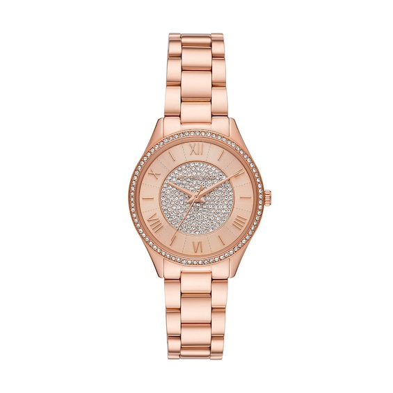 Michael Kors Lauryn Ladies Crystal Rose-Tone Bracelet Watch