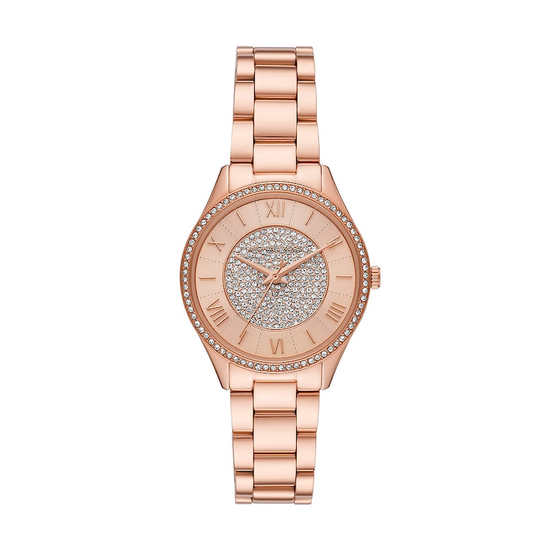 Michael Kors Lauryn Ladies' Crystal Rose-Tone Bracelet Watch