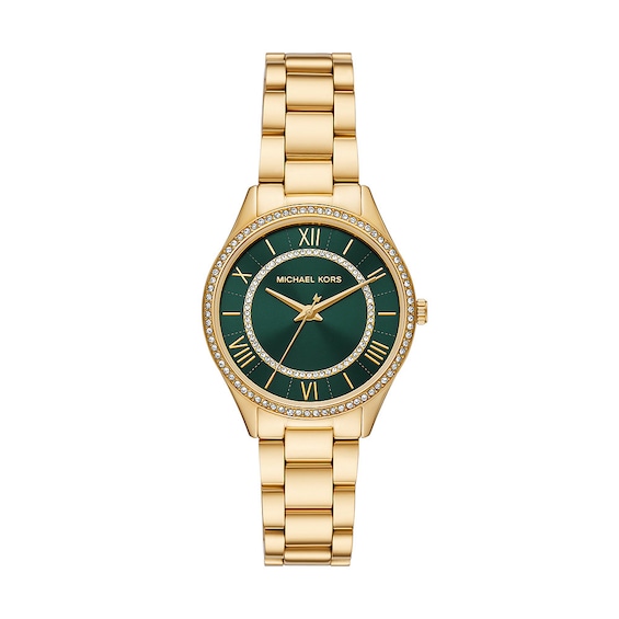 Michael Kors Lauryn Ladies’ Green Dial & Gold-Tone Bracelet Watch