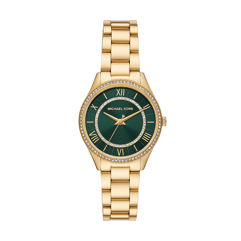 Michael Kors Lauryn Ladies' Green Dial & Gold-Tone Bracelet Watch