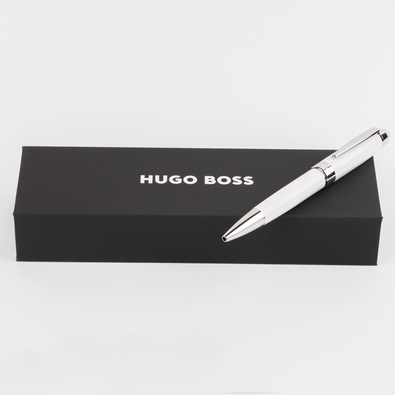 Main Image 3 of BOSS Iconic White & Chrome Ballpoint Pen