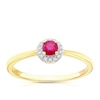 Thumbnail Image 1 of 9ct Yellow Gold Ruby 0.04ct Diamond Round Halo Ring