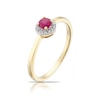 Thumbnail Image 2 of 9ct Yellow Gold Ruby 0.04ct Diamond Round Halo Ring