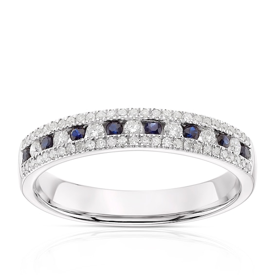 9ct White Gold Sapphire 0.25ct Diamond Channel Set Eternity Ring