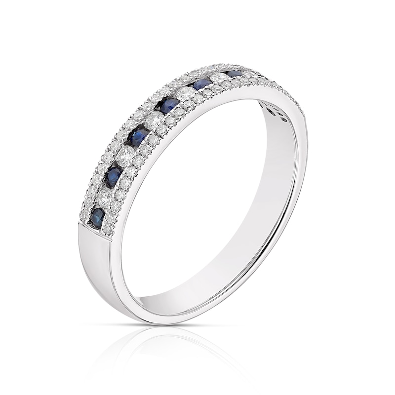 9ct White Gold Sapphire 0.25ct Diamond Channel Set Eternity Ring