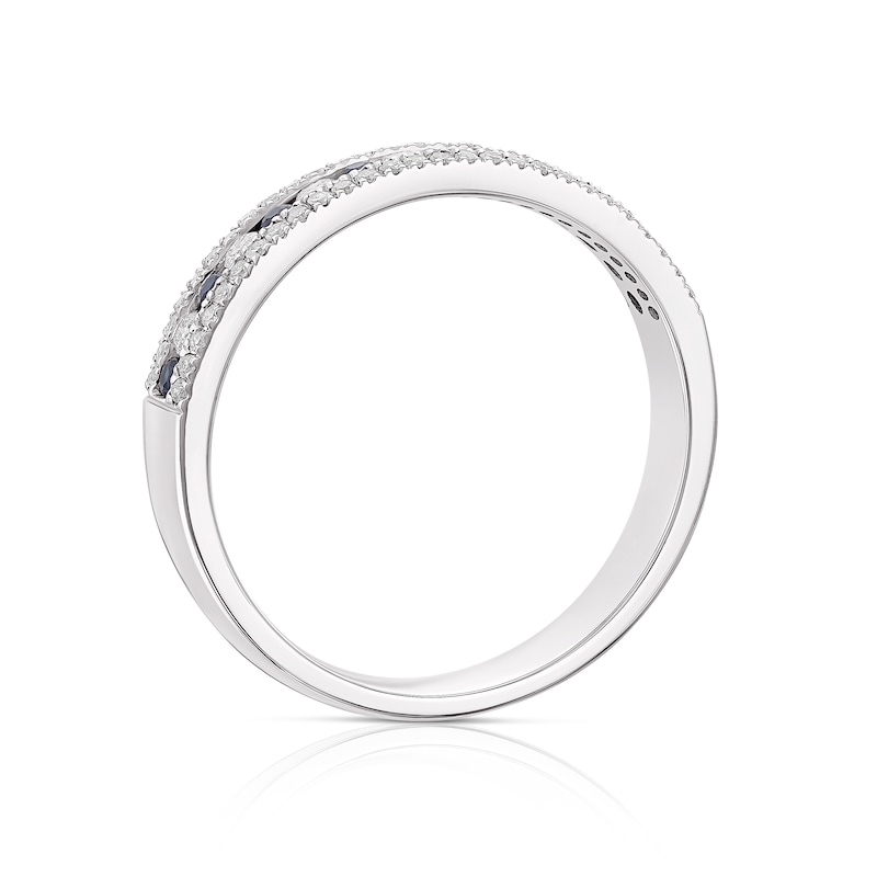9ct White Gold Sapphire 0.25ct Diamond Channel Set Eternity Ring