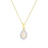 Thumbnail Image 0 of 9ct Yellow Gold Opal 0.05ct Diamond Pear Cut Halo Pendant