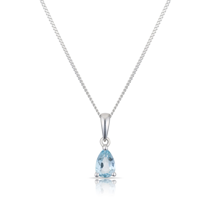 9ct White Gold Swiss Blue Topaz Pear Cut Pendant