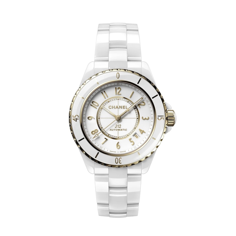 CHANEL J12 Calibre 12.1 Yellow Gold & White Ceramic Bracelet Watch