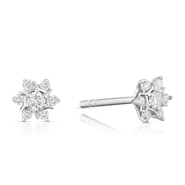 9ct White Gold 0.15ct Diamond Snowflake Stud Earrings