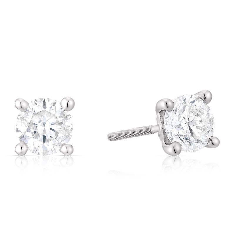 Platinum 1ct Diamond Solitaire Stud Earrings