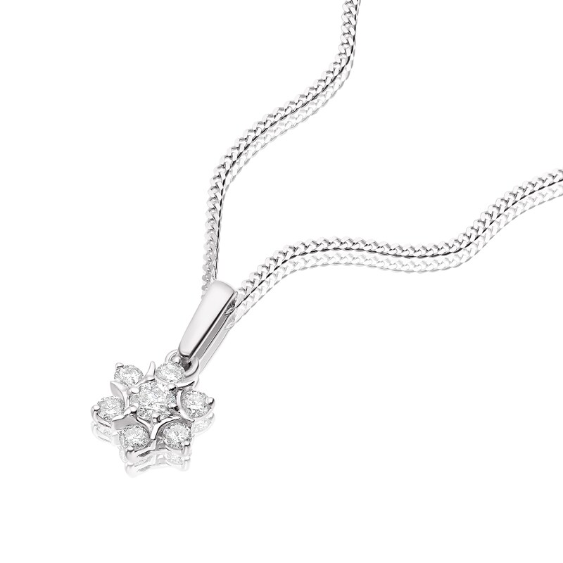 9ct White Gold 0.15ct Diamond Snowflake Pendant