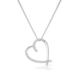 9ct White Gold 0.10ct Diamond Heart Pendant