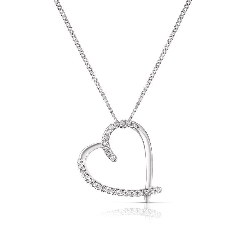 9ct White Gold 0.10ct Diamond Heart Pendant