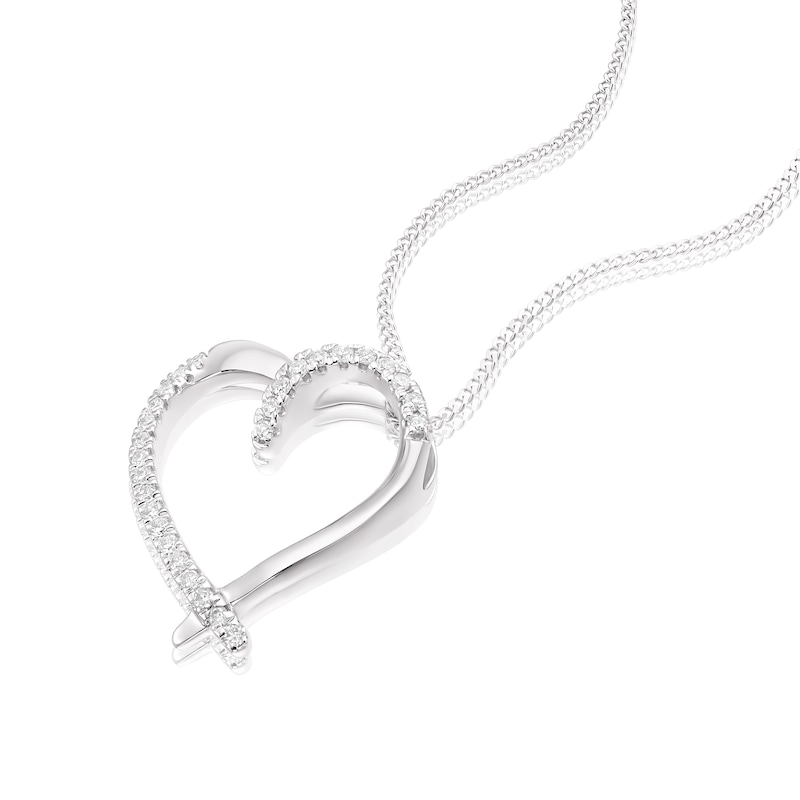 9ct White Gold 0.10ct Diamond Heart Pendant