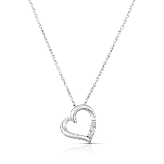 Sterling Silver 0.05ct Diamond Heart Pendant