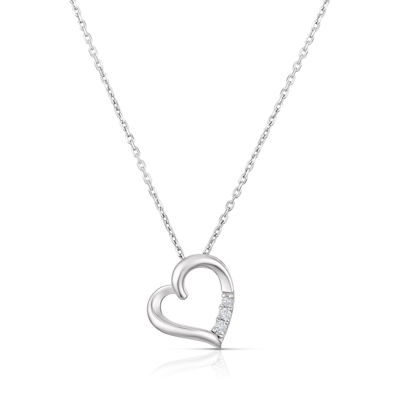 Sterling Silver 0.05ct Diamond Heart Pendant