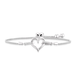 Sterling Silver 0.05ct Diamond Adjustable Heart Bracelet