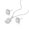 Thumbnail Image 1 of 9ct White Gold 0.50ct Diamond Emerald Shape Cluster Earrings & Pendant Set
