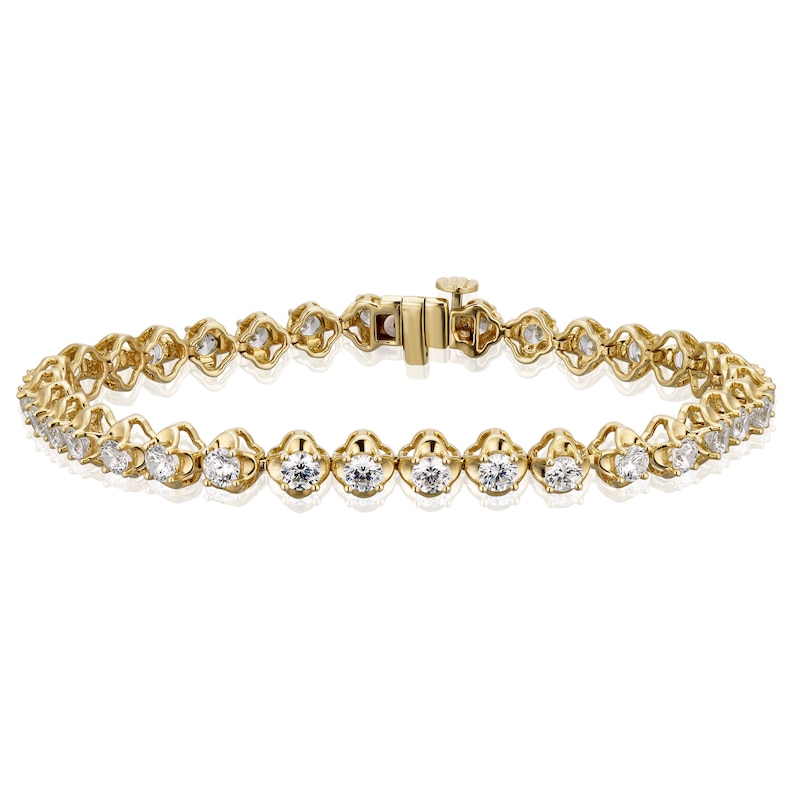 Main Image 1 of 9ct Yellow Gold 5ct Diamond GSI Certified Tennis Bracelet