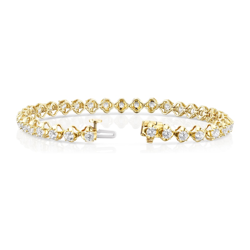 Main Image 3 of 9ct Yellow Gold 5ct Diamond GSI Certified Tennis Bracelet