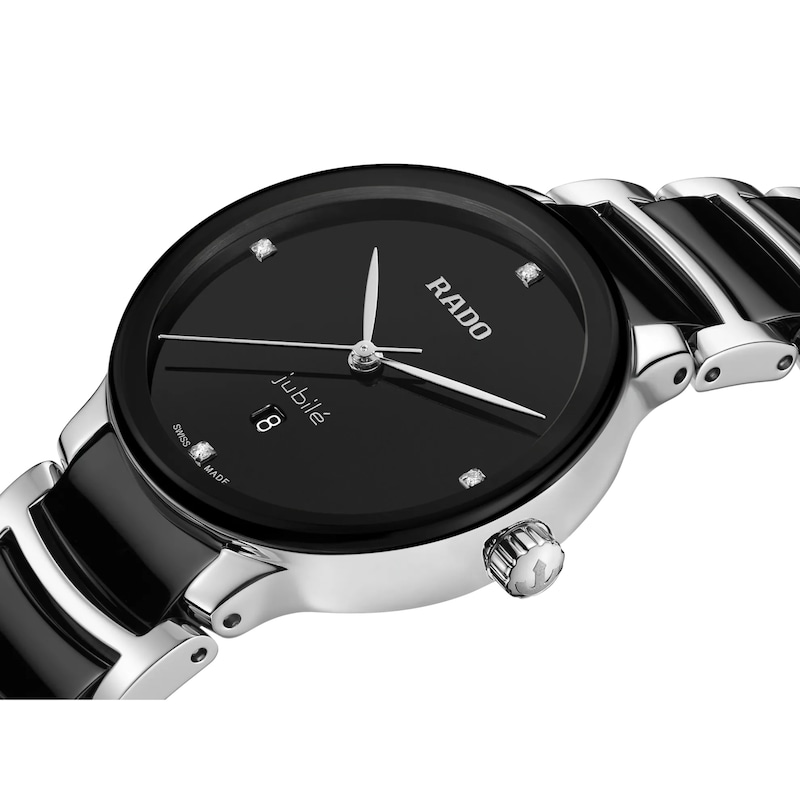 Rado Centrix Diamond Black Ceramic & Stainless Steel Bracelet Watch