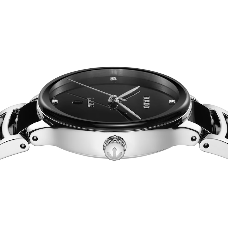 Rado Centrix Diamond Black Ceramic & Stainless Steel Bracelet Watch
