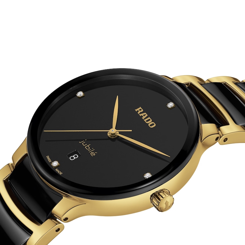 Rado Centrix Diamond Black Ceramic & PVD Bracelet Watch
