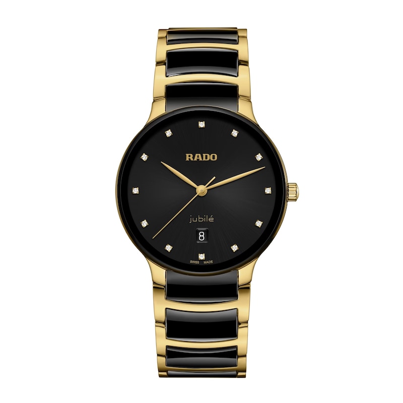 Rado Centrix Diamond Black & Gold-Tone PVD Bracelet Watch