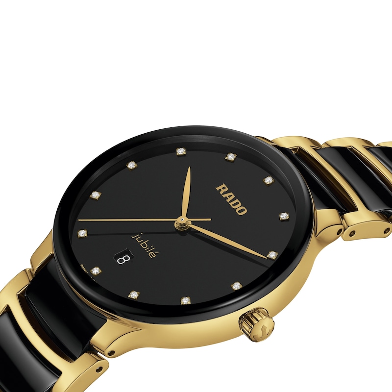 Rado Centrix Diamond Black & Gold-Tone PVD Bracelet Watch